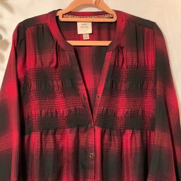 Long sleeve button front plaid dress size med - Picture 4 of 8